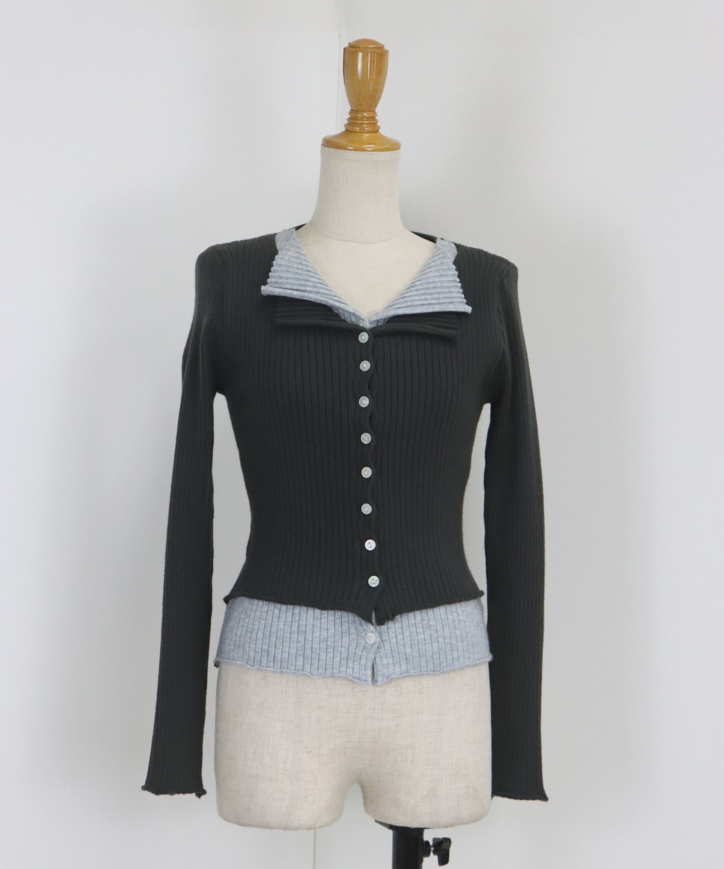 【SALE】バイカラーレイヤードカーディガン