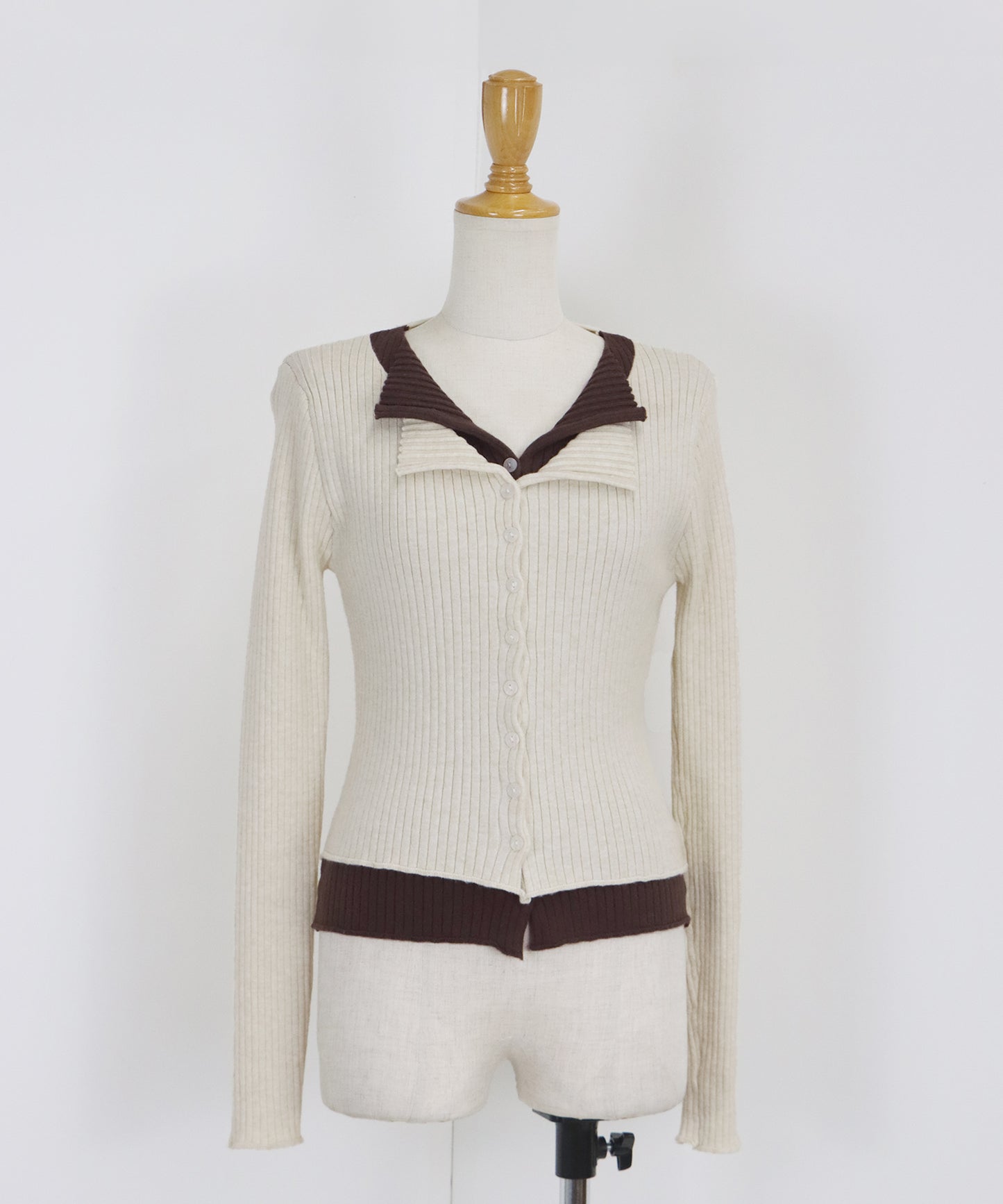 【SALE】バイカラーレイヤードカーディガン