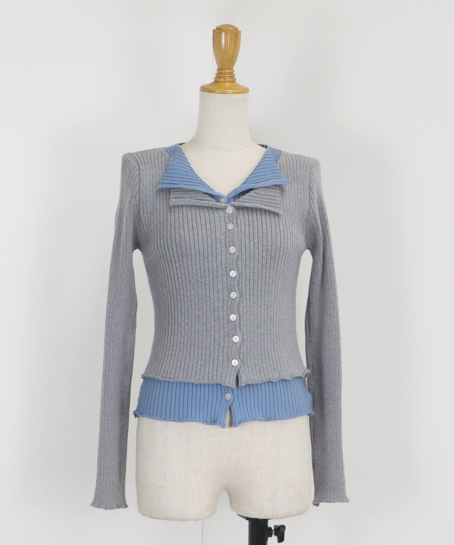 【SALE】バイカラーレイヤードカーディガン