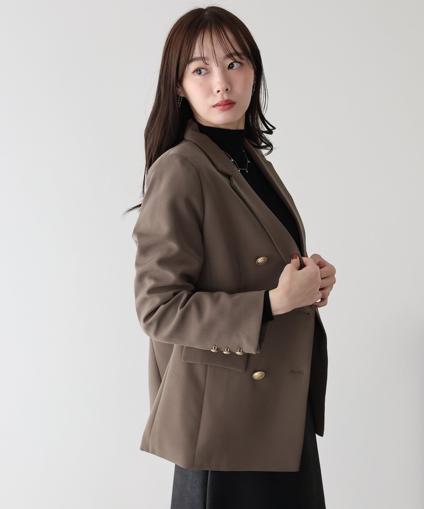 【ウォッシャブル】金ボタンダブルジャケット