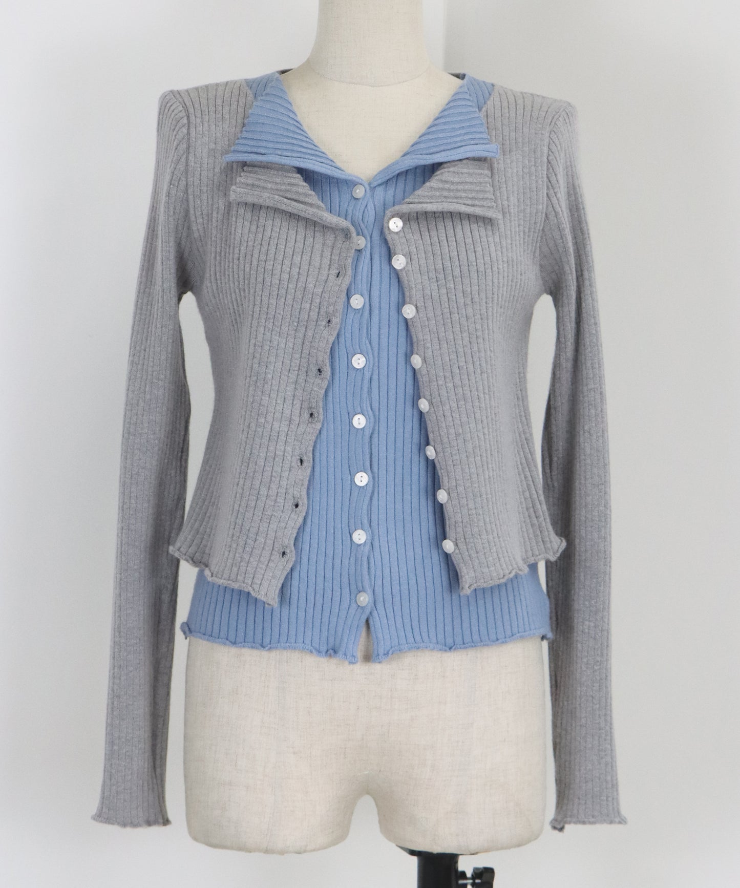 【SALE】バイカラーレイヤードカーディガン