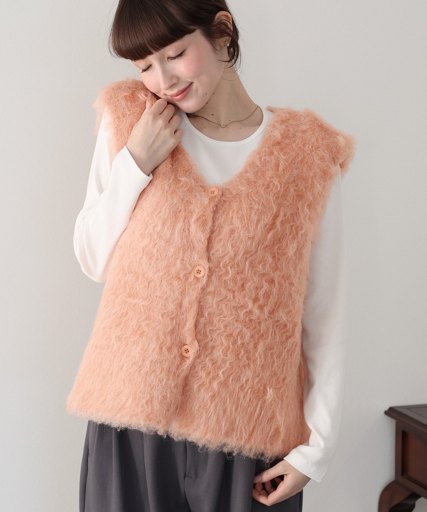 【早割5％OFF】プードルシャギーニットベスト