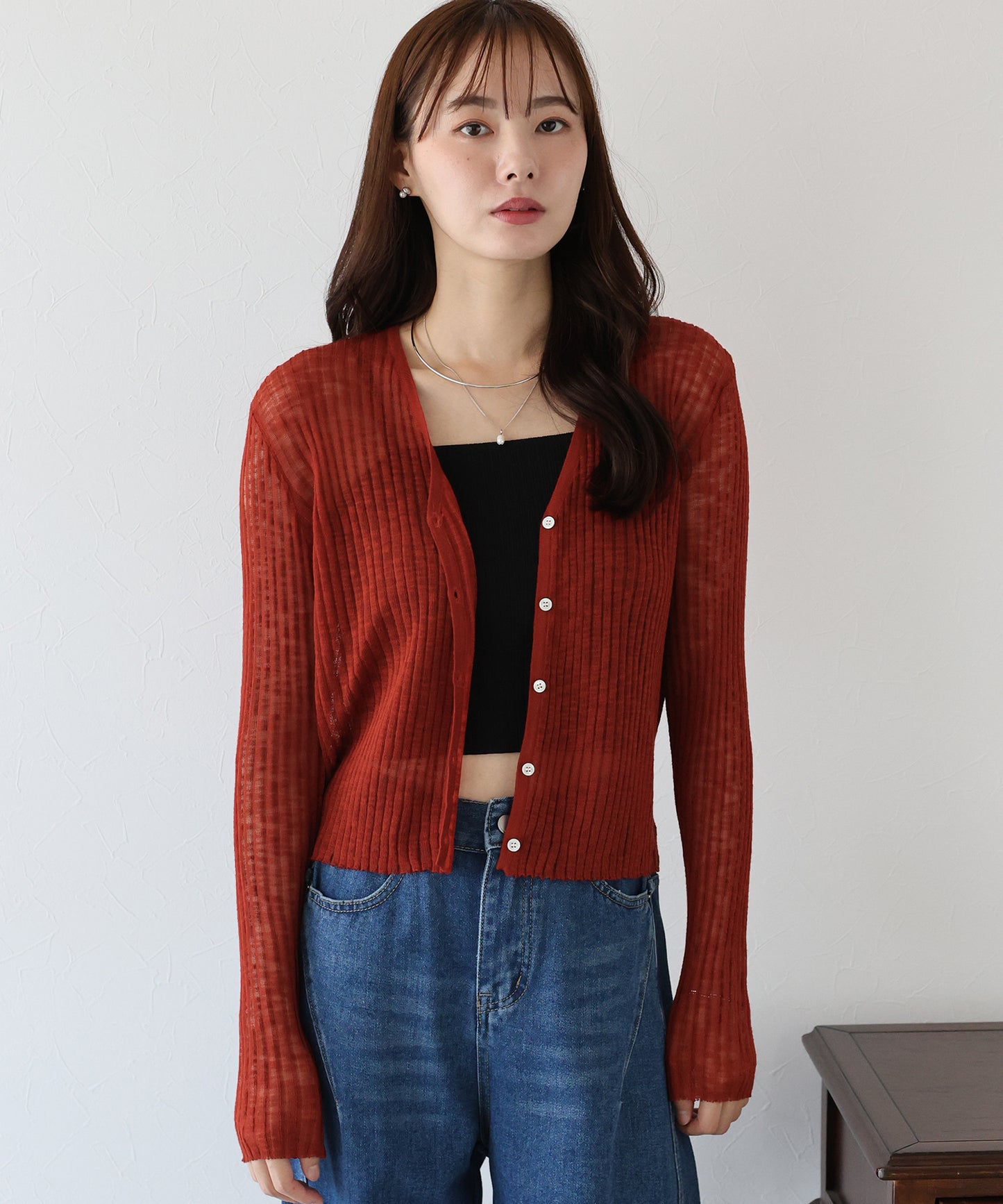 【TIME SALE】シアーリブカーディガン