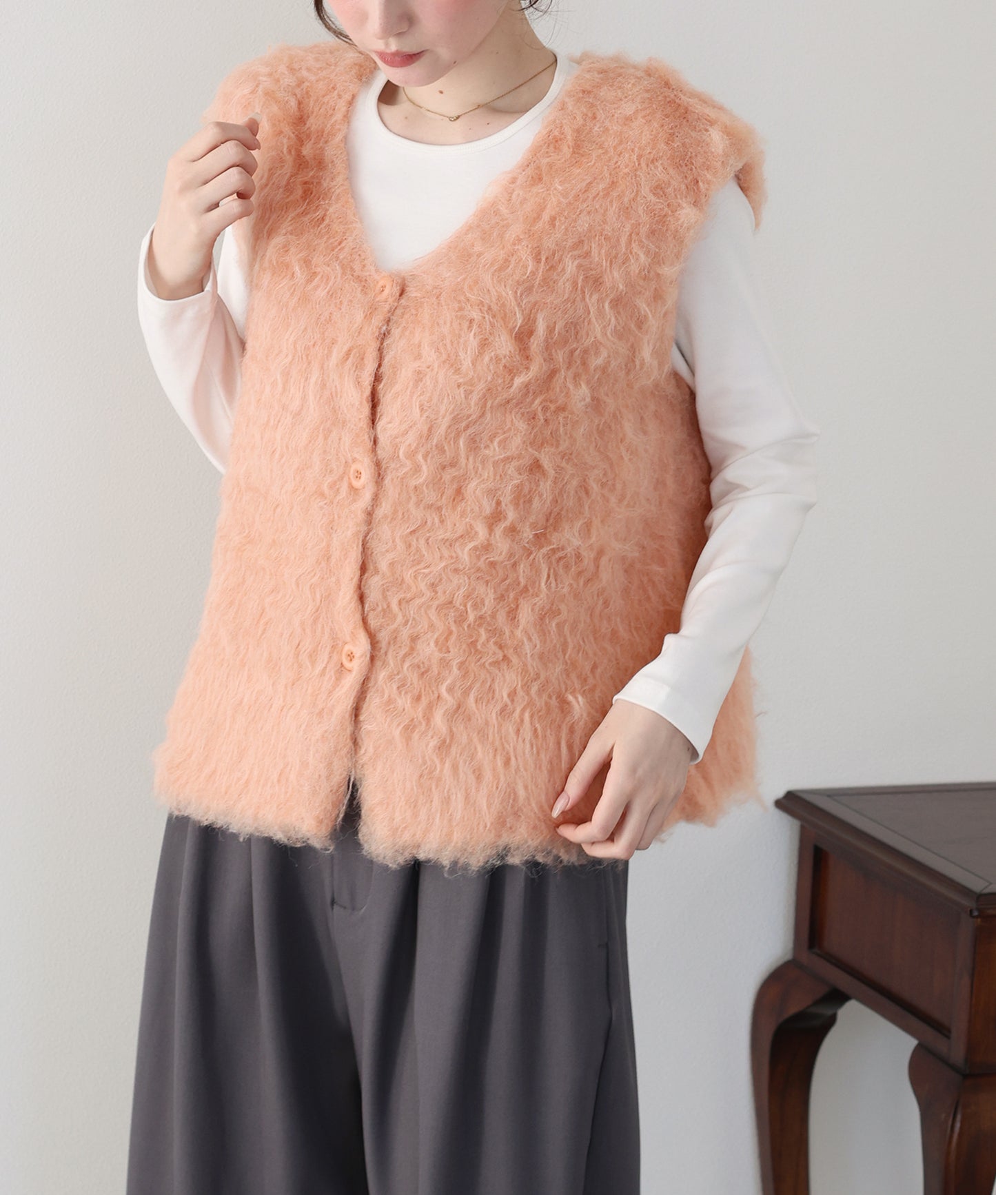 【早割5％OFF】プードルシャギーニットベスト