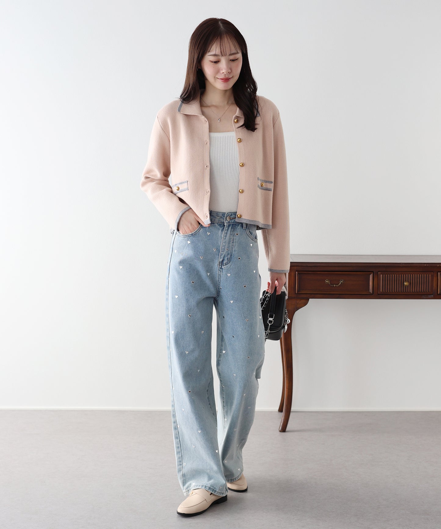 襟付きニットジャケット