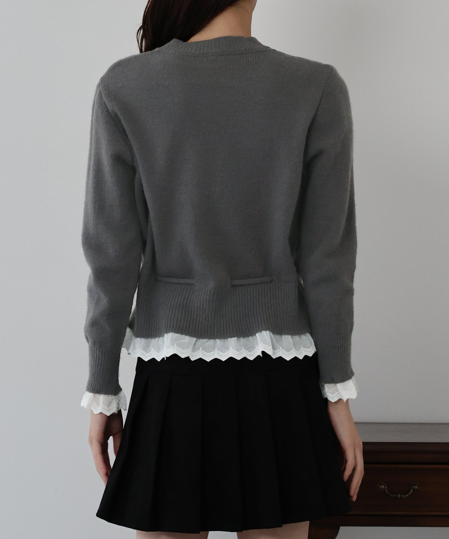 レースドッキングニットカーディガン