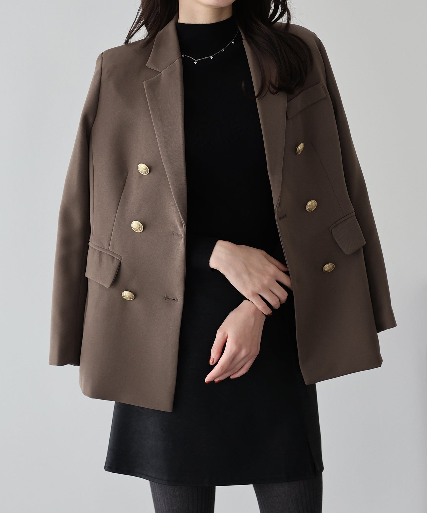 【ウォッシャブル】金ボタンダブルジャケット