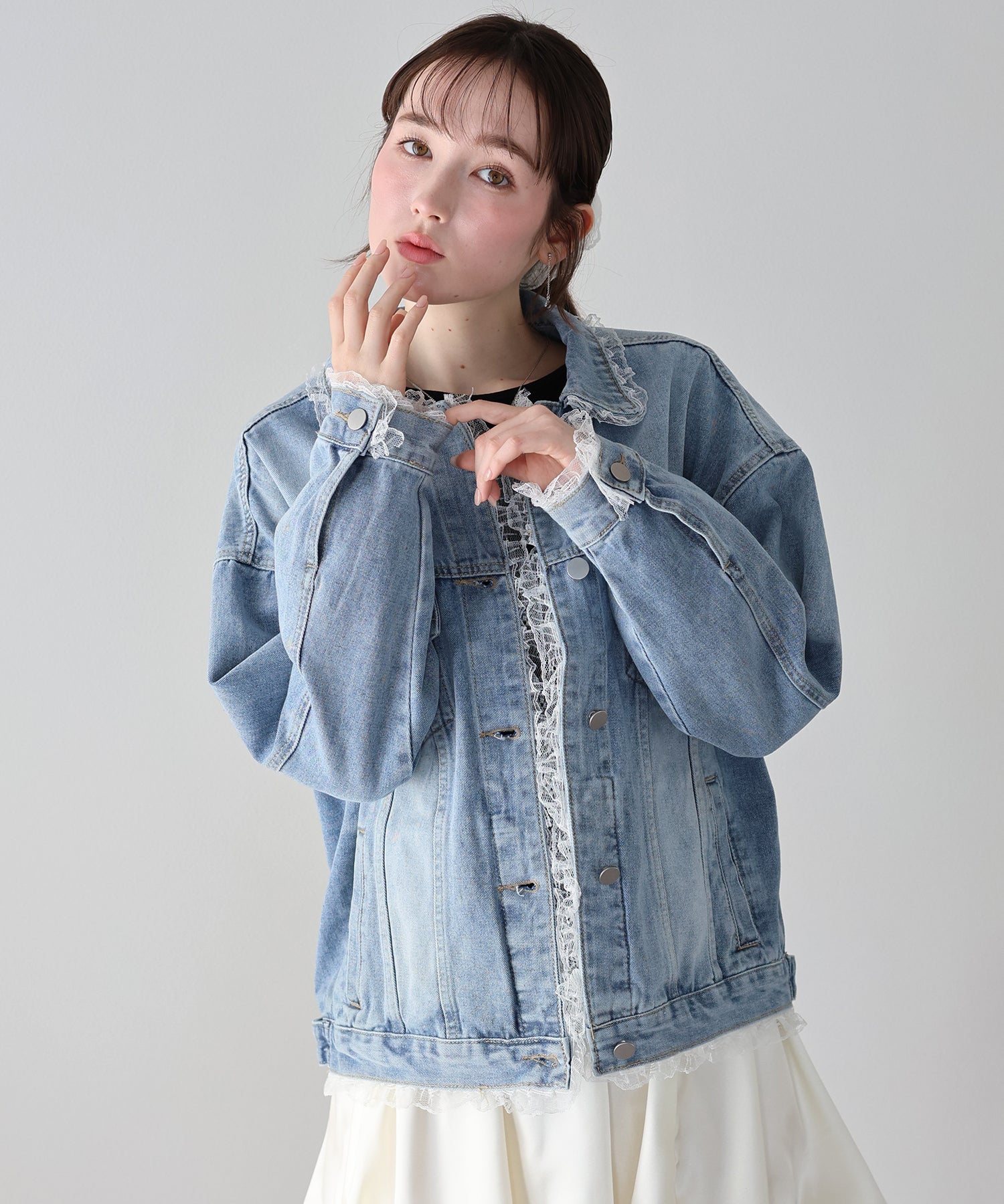 レースドッキングデニムジャケット – BLUE ONLINE