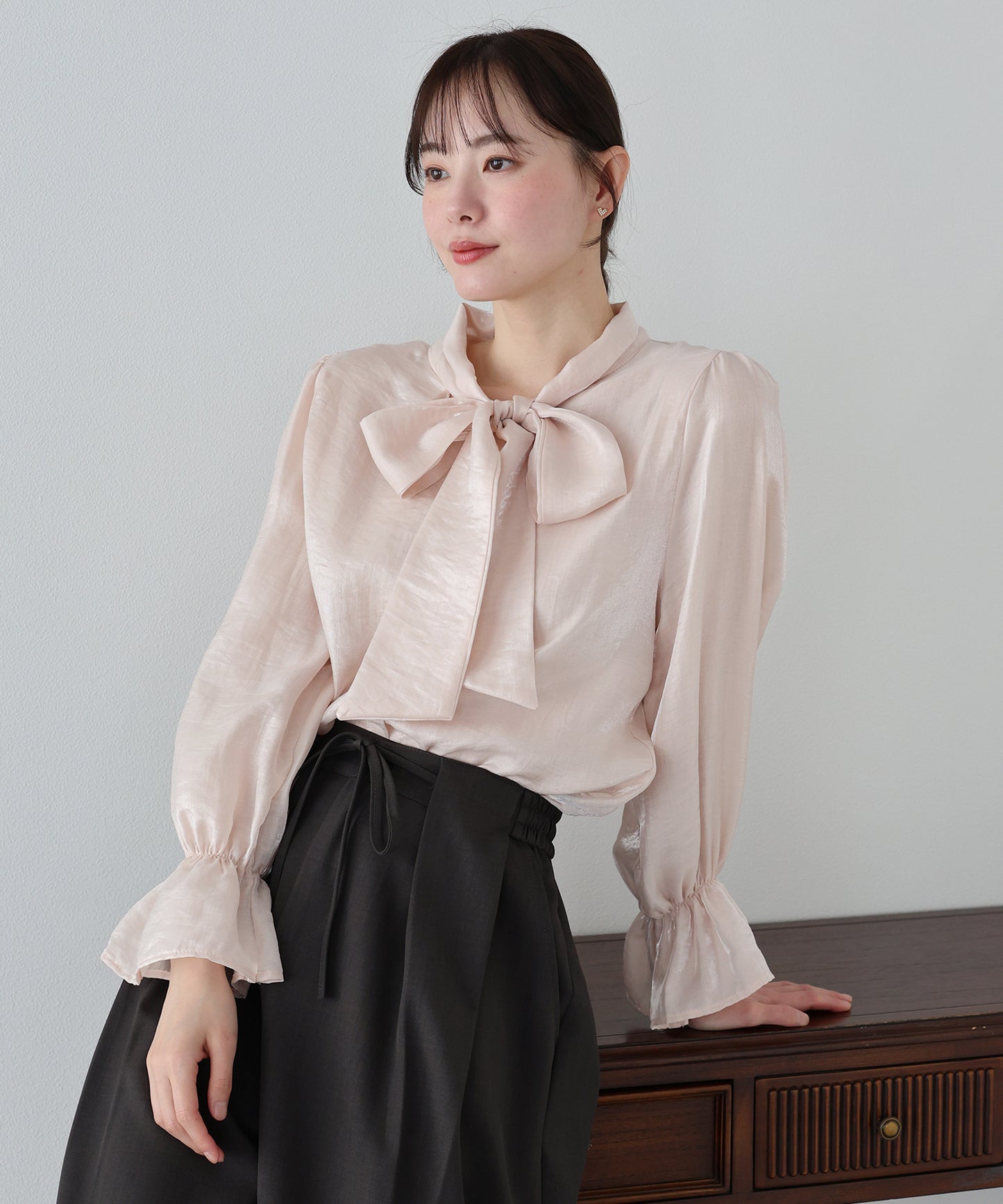 【早割5％OFF】リボンシアーブラウス【ネコポス】