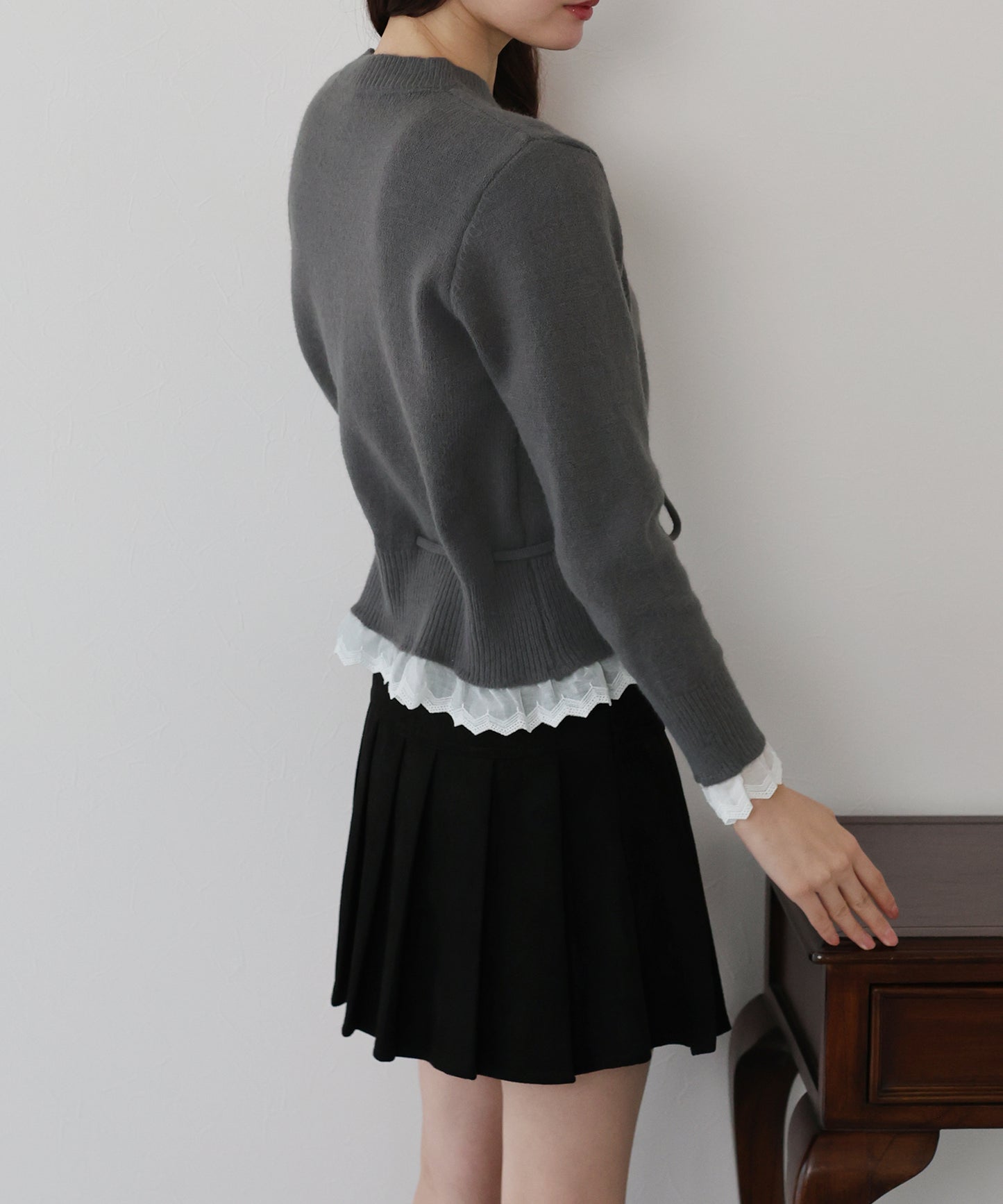 レースドッキングニットカーディガン