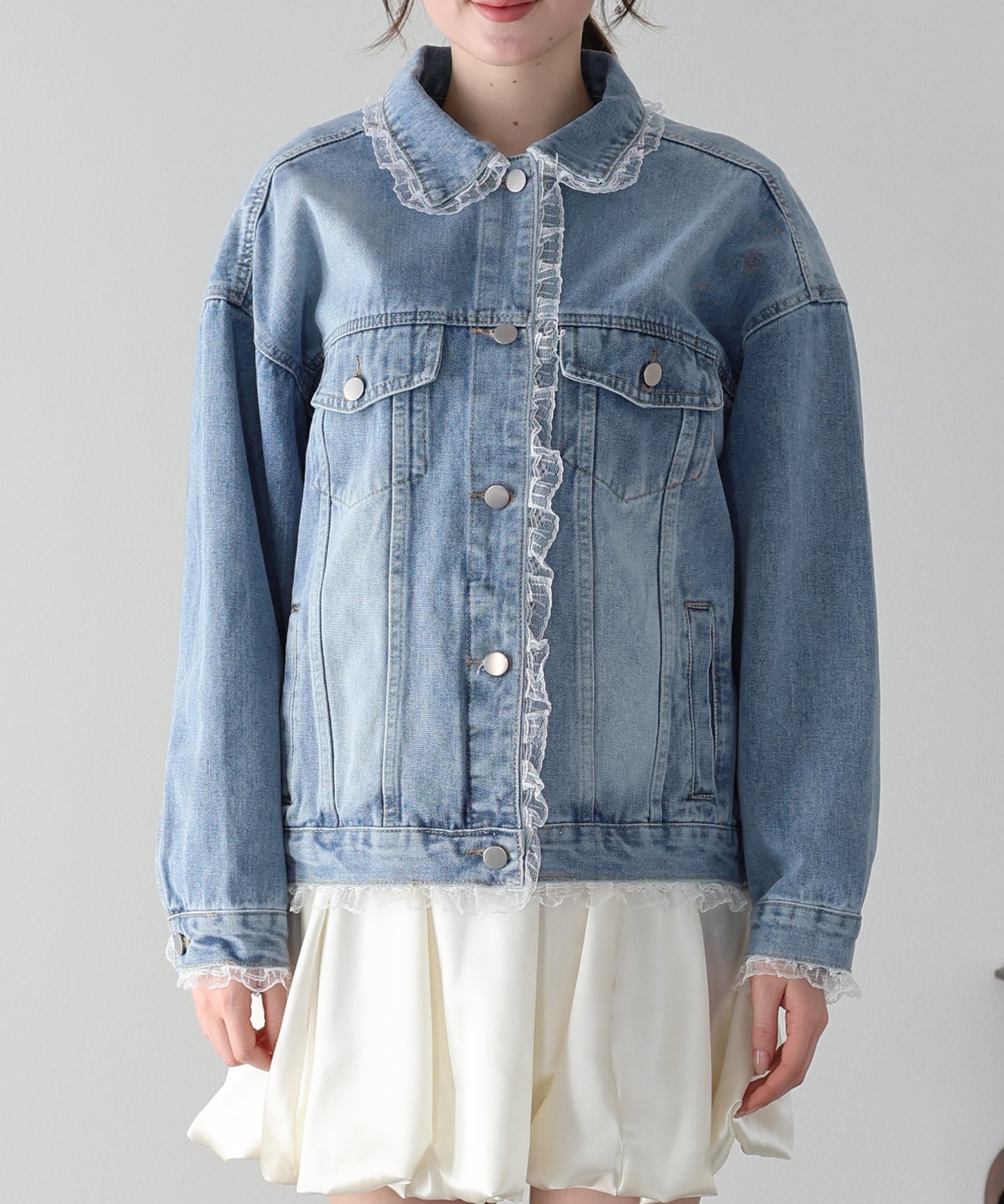 レースドッキングデニムジャケット