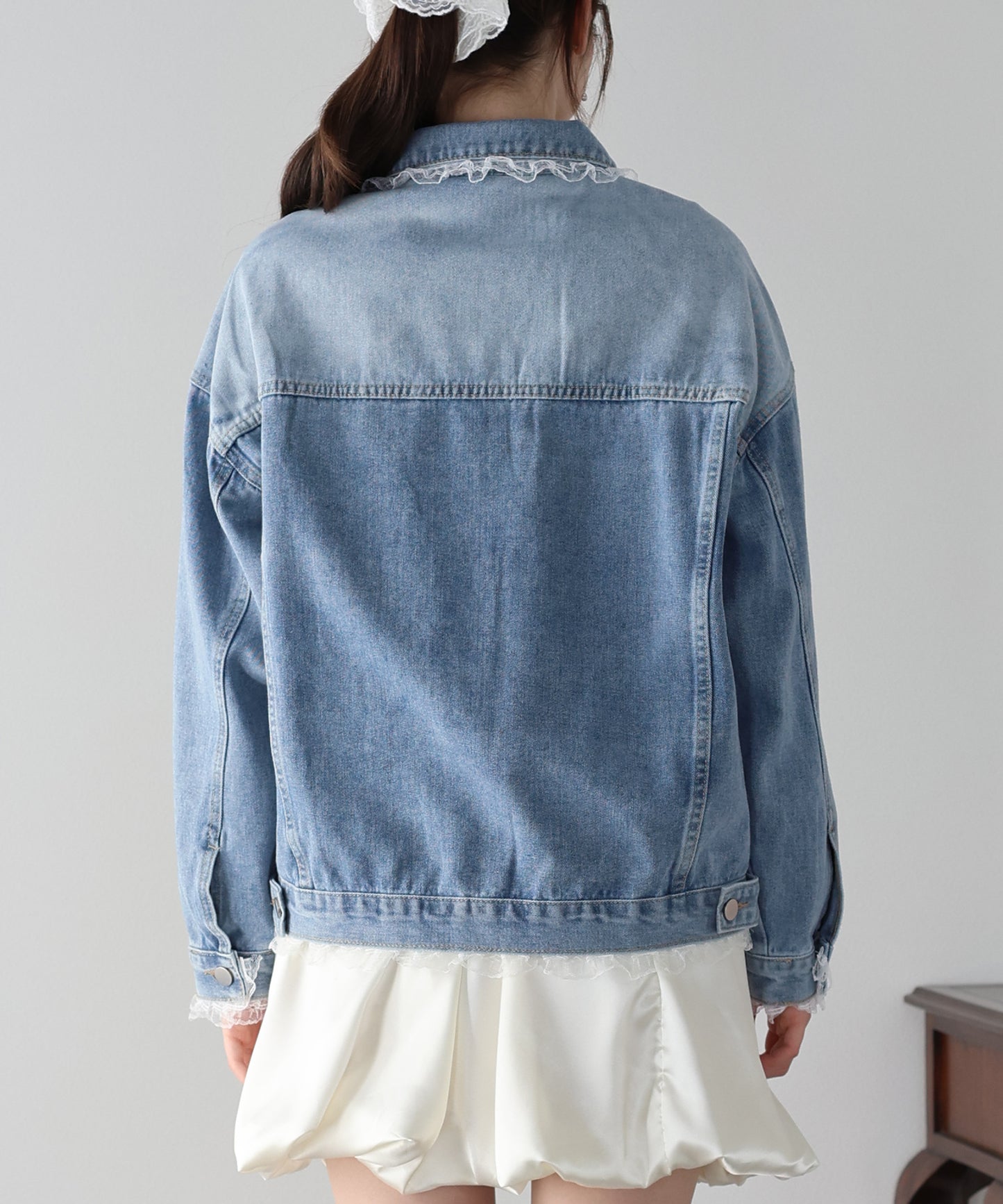 レースドッキングデニムジャケット