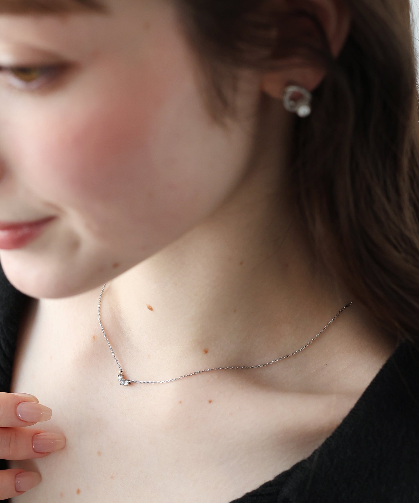 トリプルジルコニアネックレス / サージカルステンレス【ネコポス】