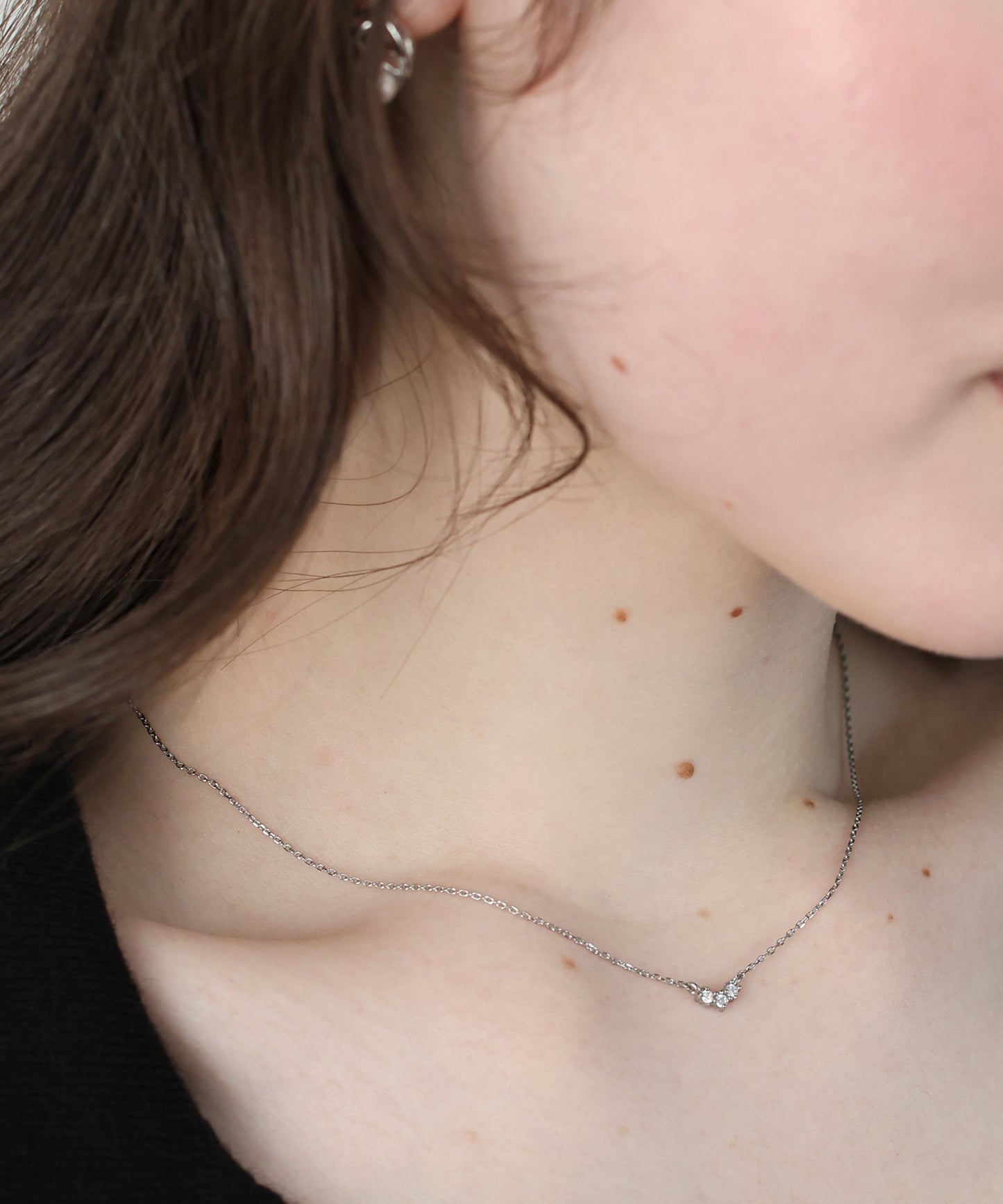 トリプルジルコニアネックレス / サージカルステンレス【ネコポス】