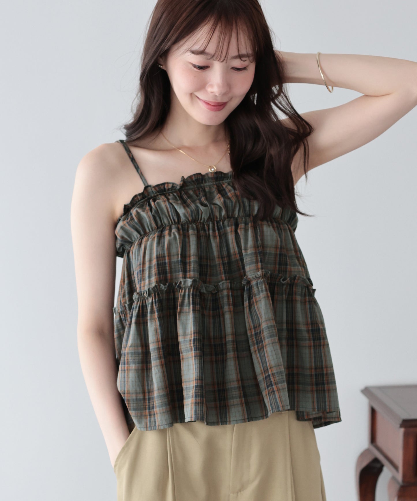 【早割5％OFF】チェックキャミソール【メール便】
