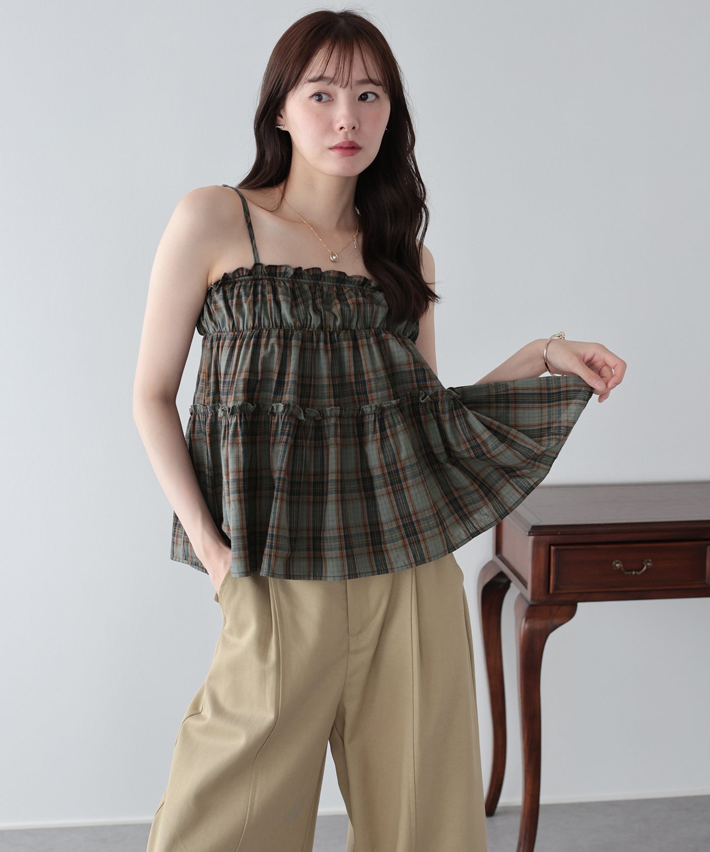 【早割5％OFF】チェックキャミソール【メール便】