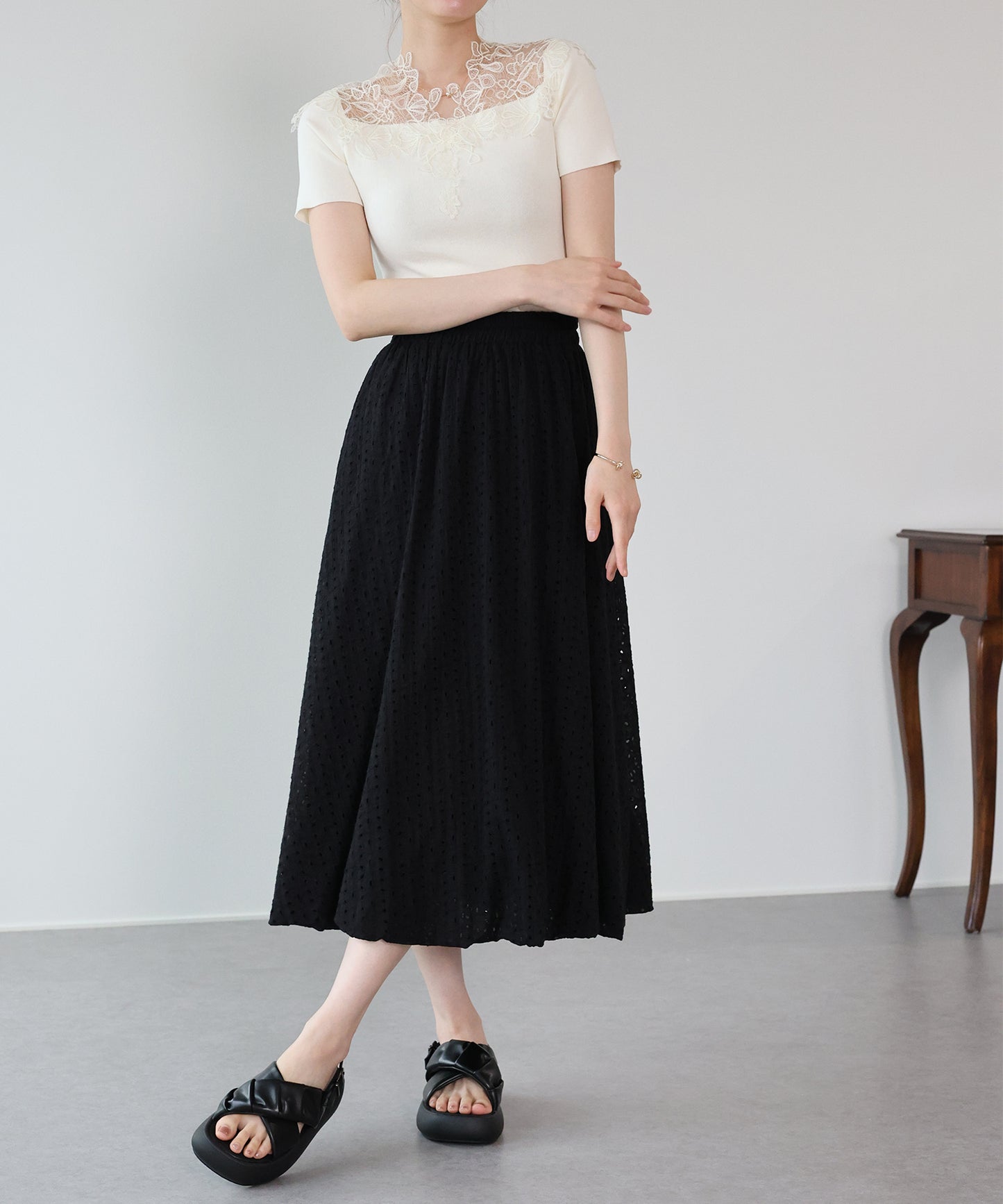 【早割5％OFF】コットンレースバルーンスカート