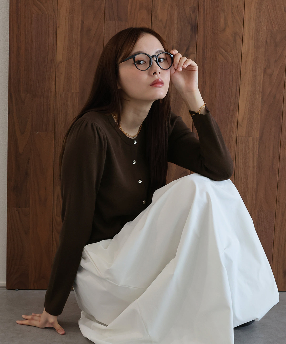ニュアンスボタンコンパクトカーディガン