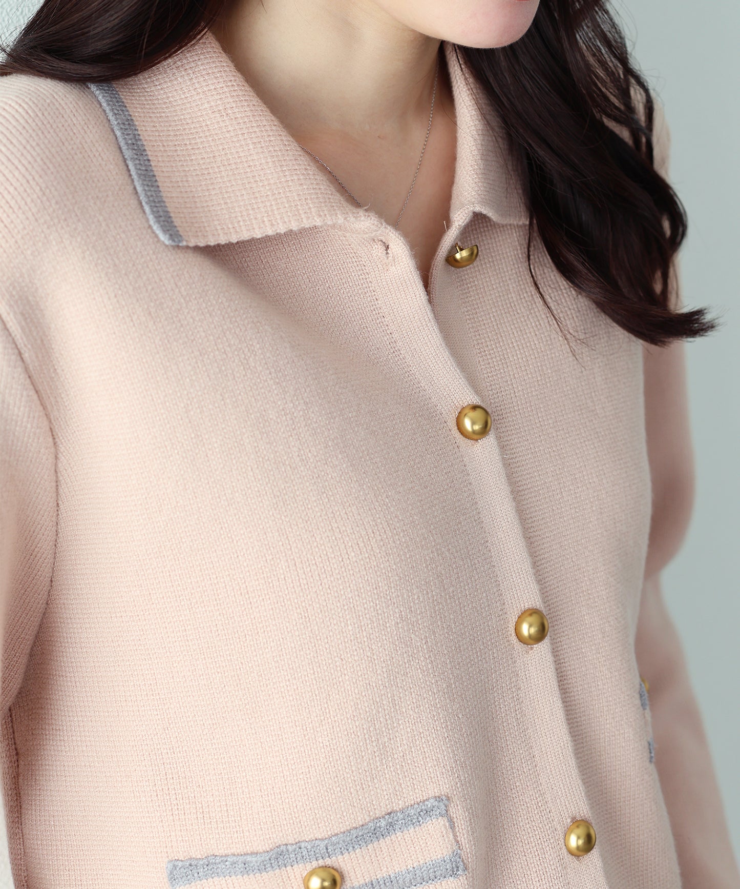 襟付きニットジャケット