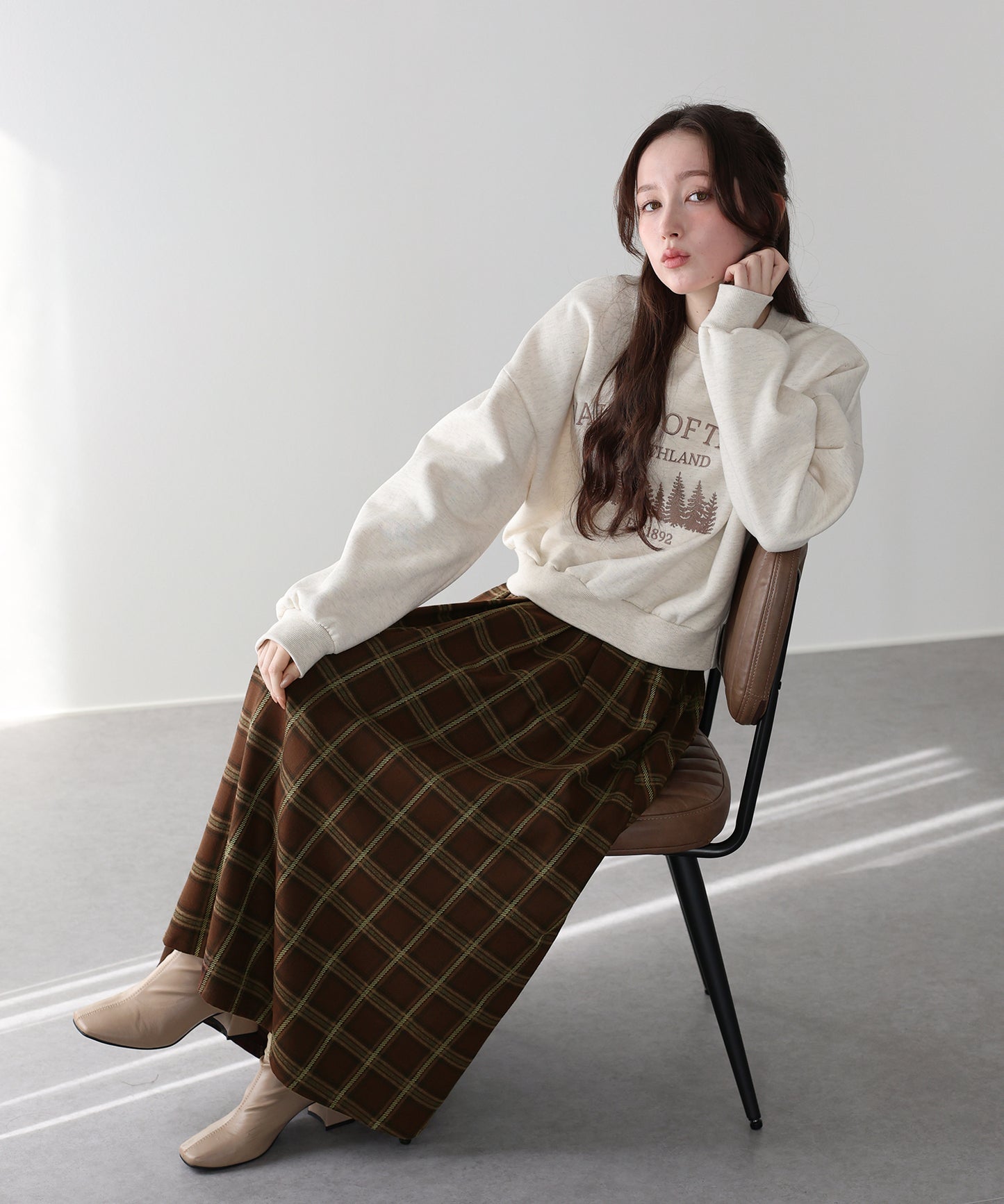 丈が選べるチェックロングスカート