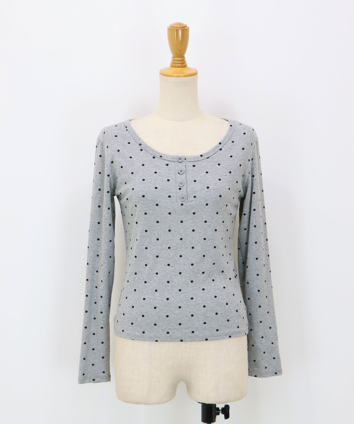 ヘンリーネックドットロングＴシャツ【メール便】