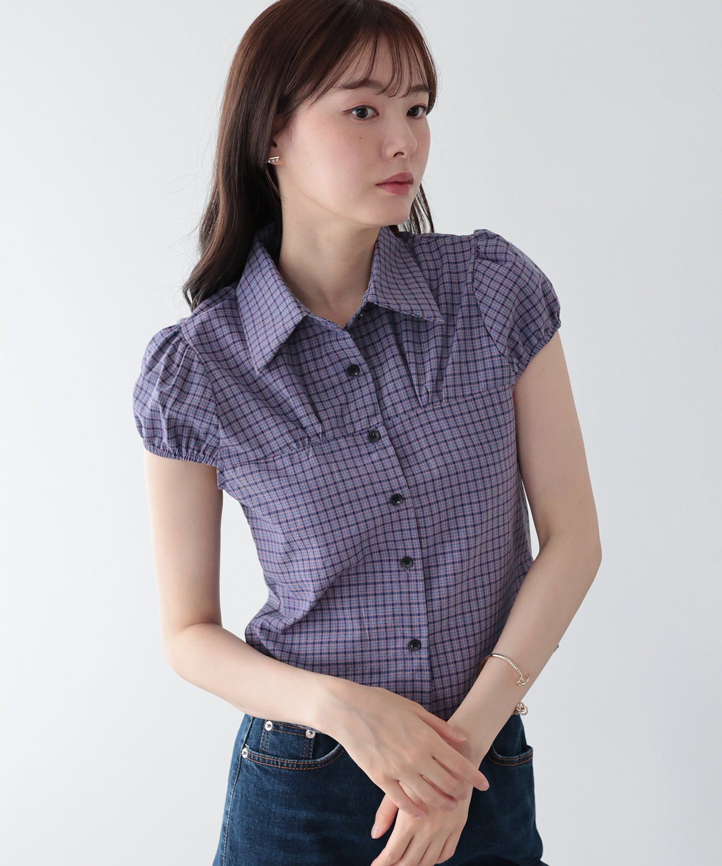 【早割5％OFF】パフスリープチェックシャツ【メール便】
