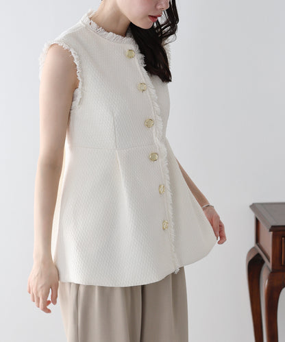 ツイードペプラムフォルムジレ