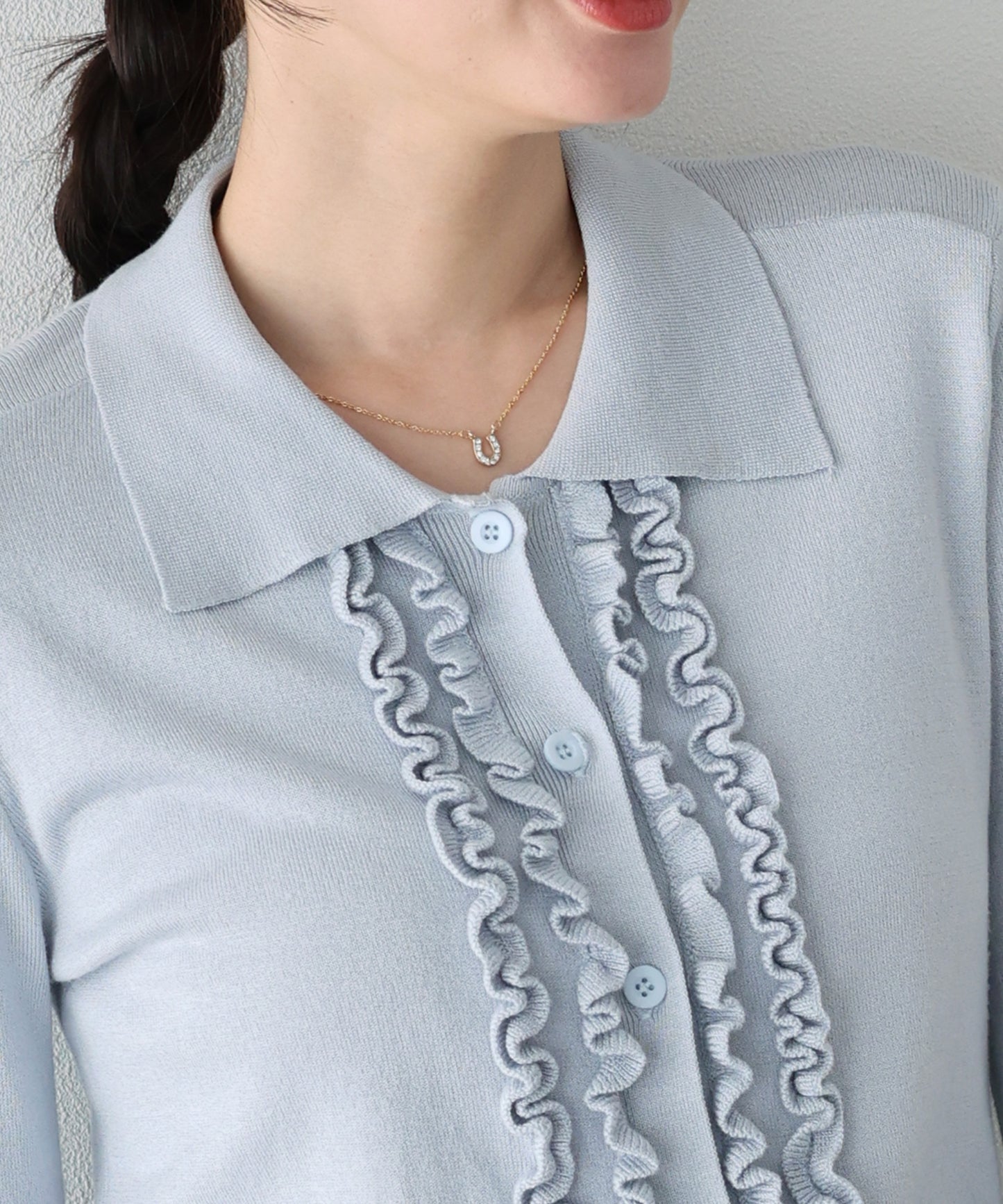 フロントフリルポロカーディガン