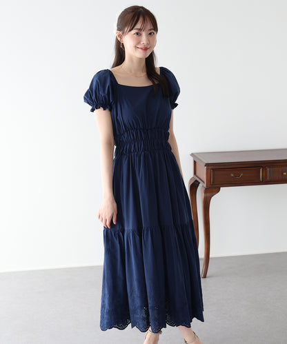 【SALE】コットンレースオフショルダーワンピース