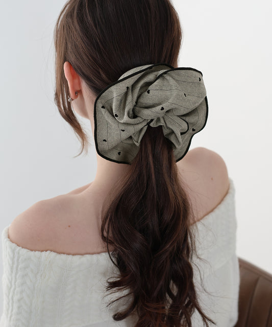 【早割5％OFF】ハートフロッキーストライプシュシュ【ネコポス】