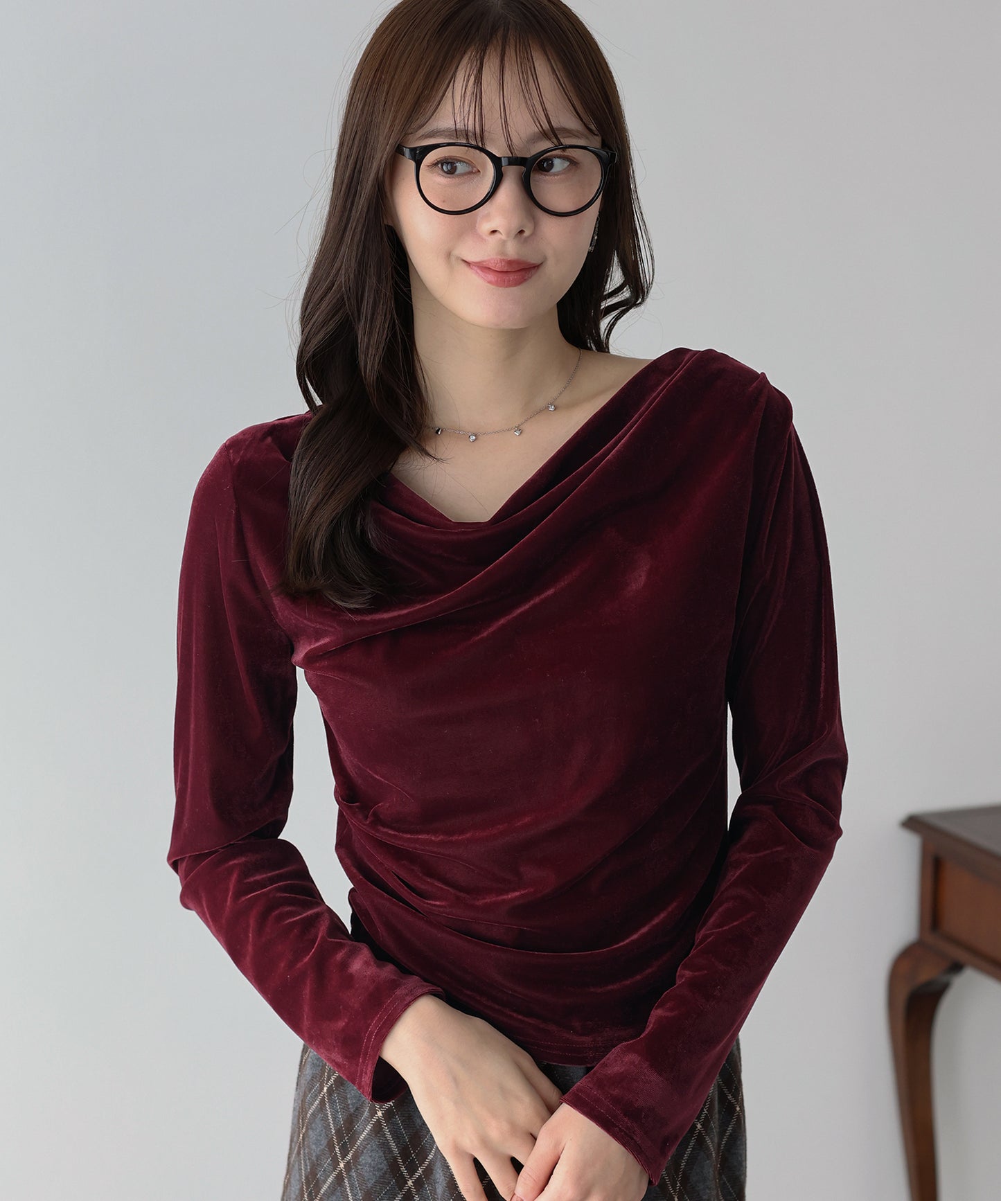 ベロアドレープネックトップス【ネコポス】