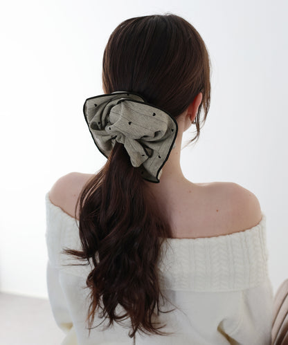 【早割5％OFF】ハートフロッキーストライプシュシュ【ネコポス】