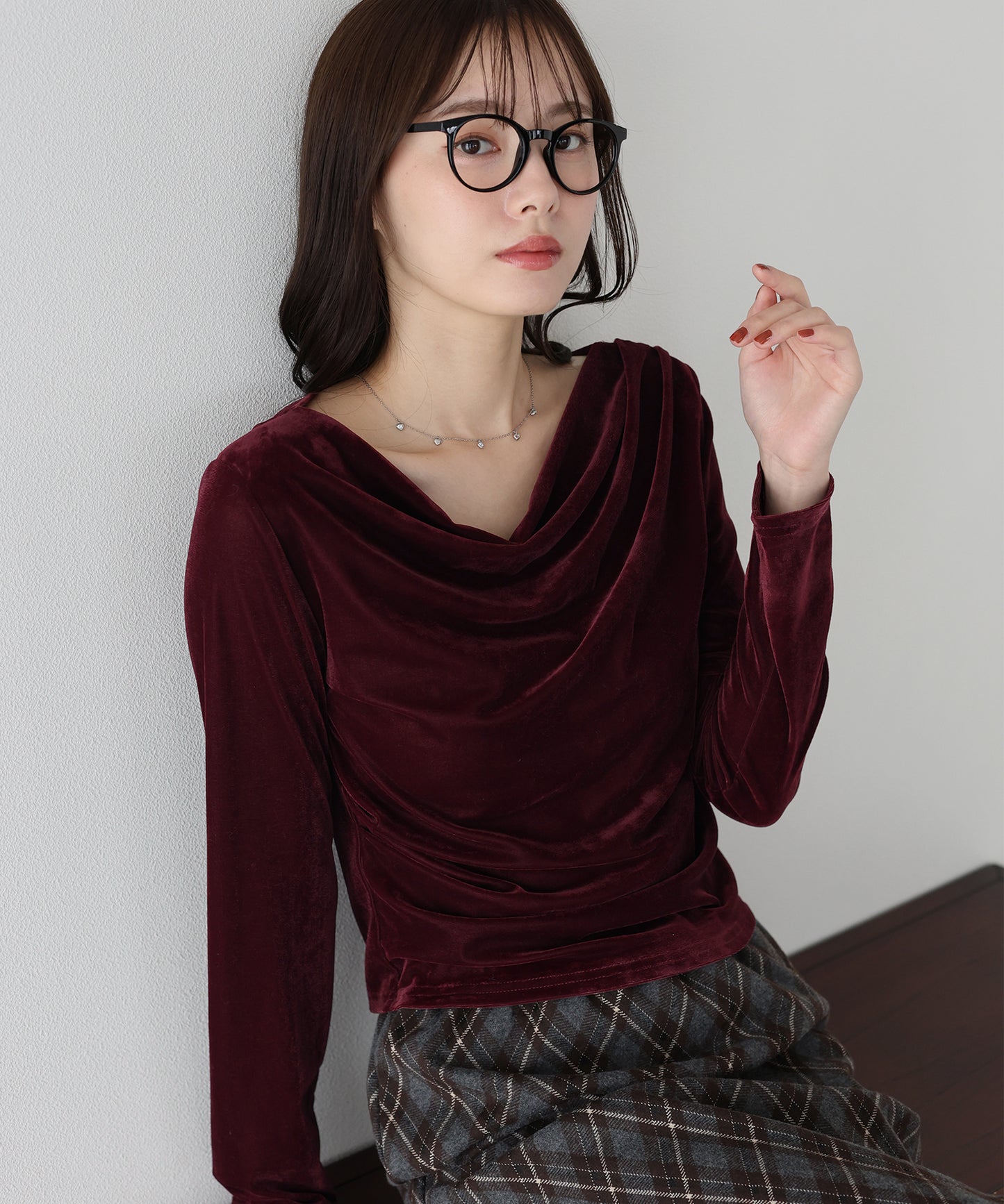 ベロアドレープネックトップス【ネコポス】