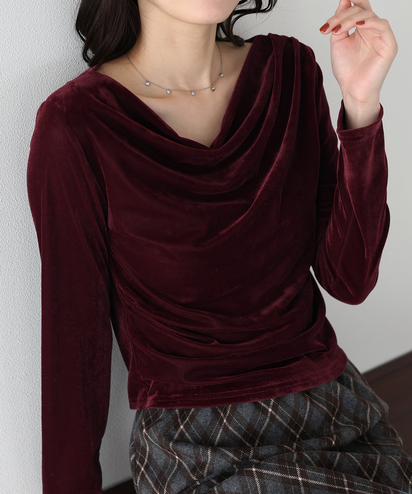 ベロアドレープネックトップス【ネコポス】
