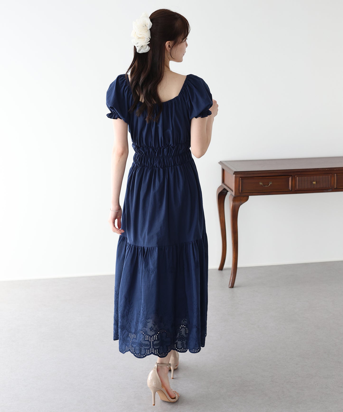 【早割5％OFF】コットンレースオフショルダーワンピース