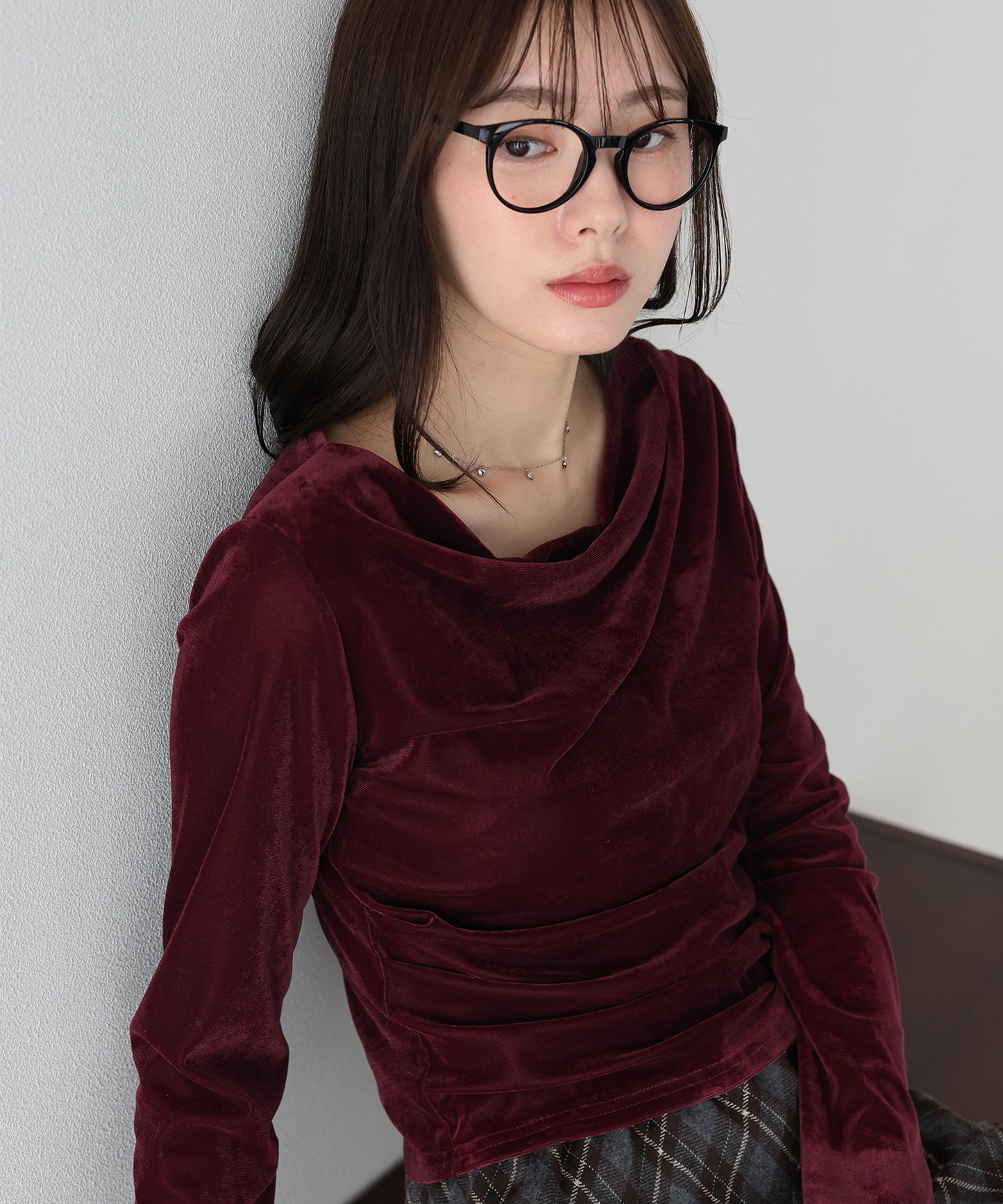 ベロアドレープネックトップス【ネコポス】