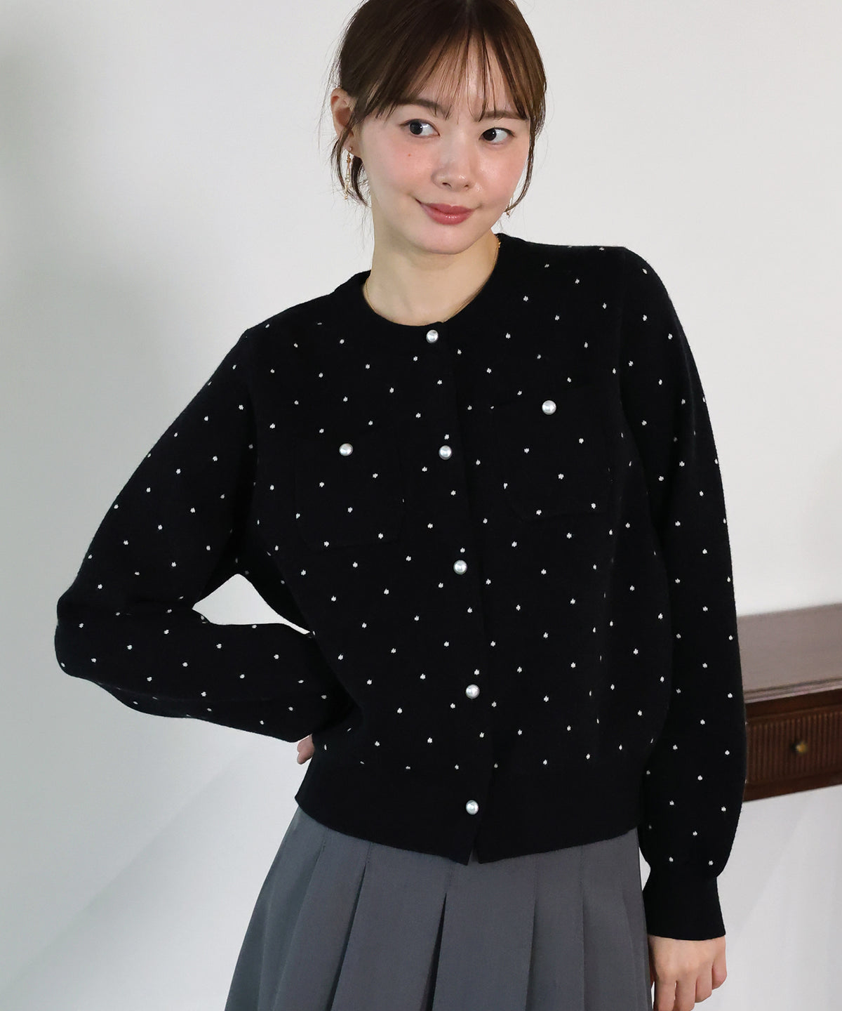 【早割5％OFF】ドットニットカーディガン
