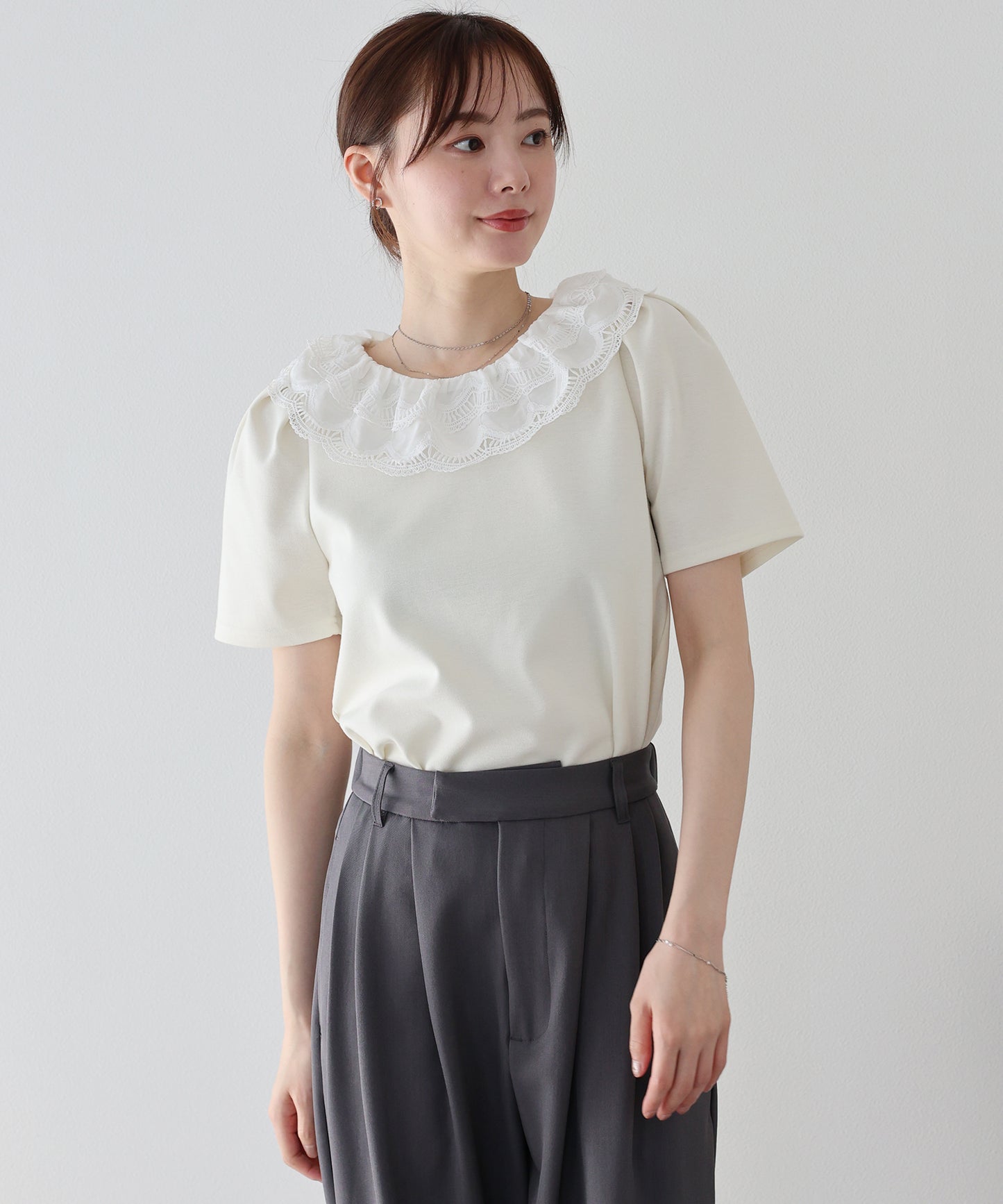 【早割5％OFF】エンブロイダリーレースカットソー【ネコポス】