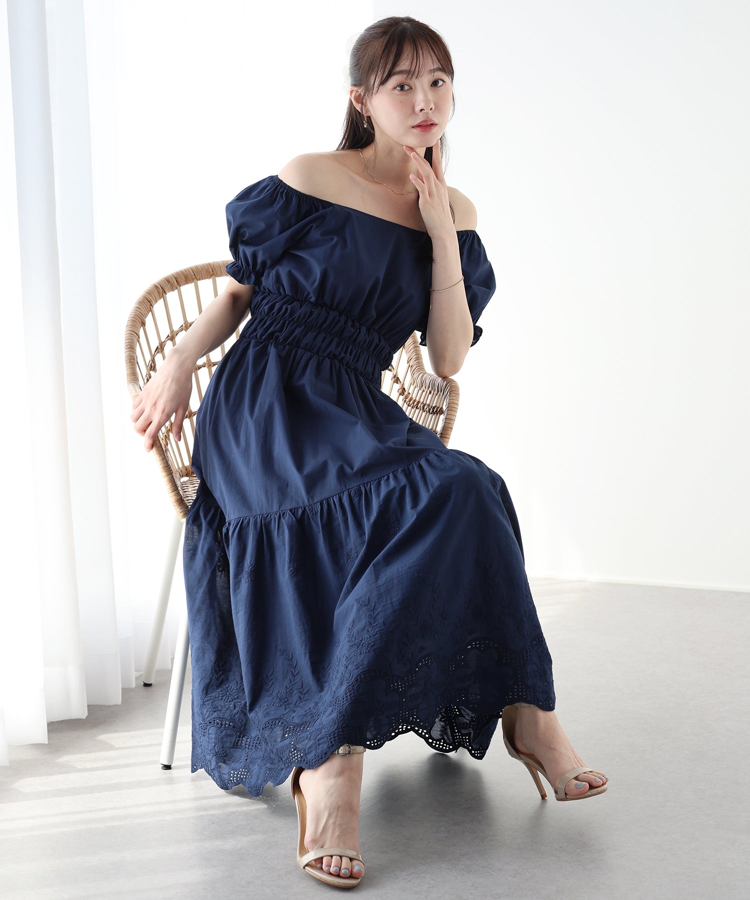 SALE】コットンレースオフショルダーワンピース – BLUE ONLINE