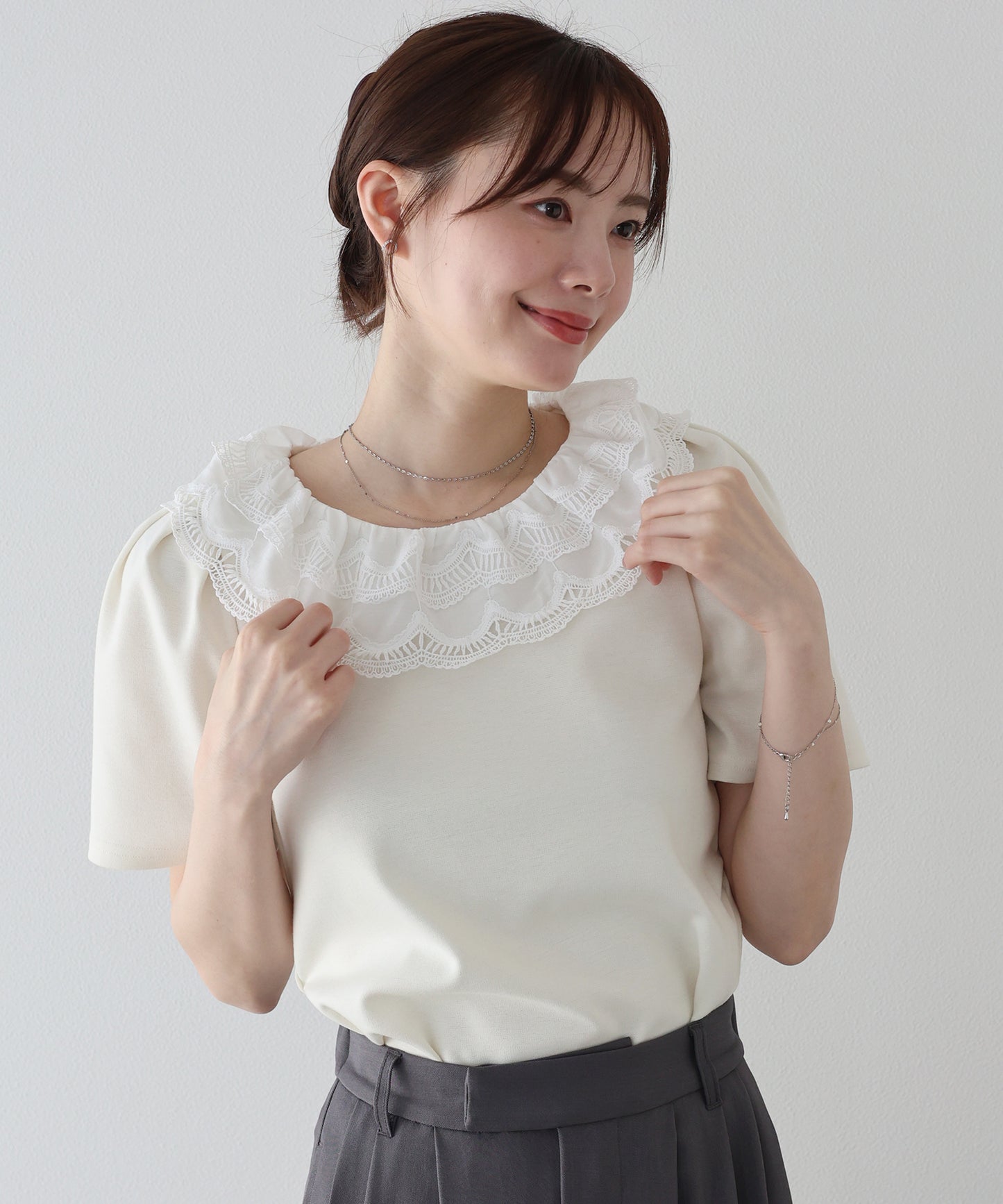 【早割5％OFF】エンブロイダリーレースカットソー【ネコポス】