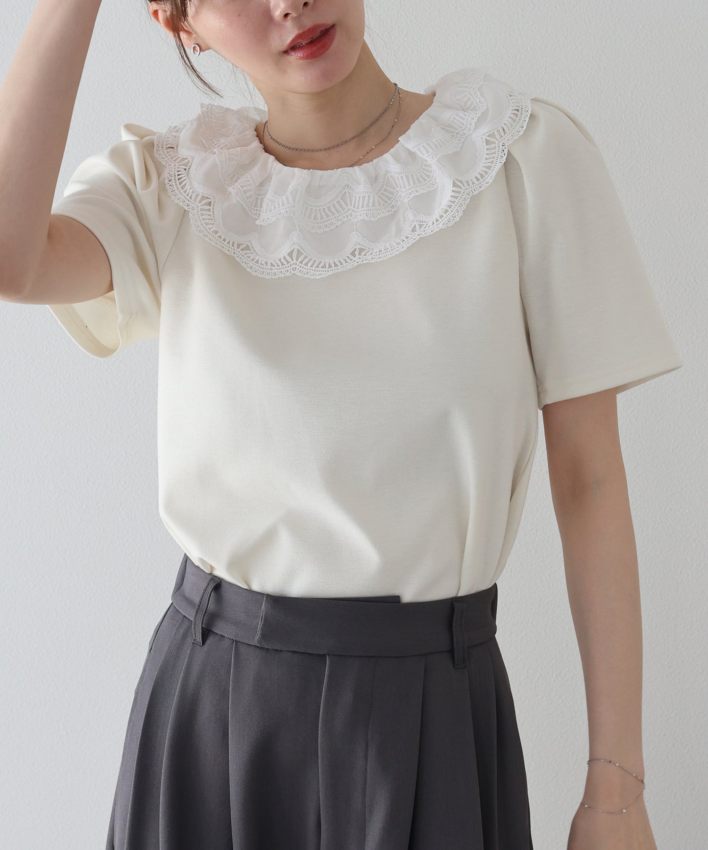 【早割5％OFF】エンブロイダリーレースカットソー【ネコポス】