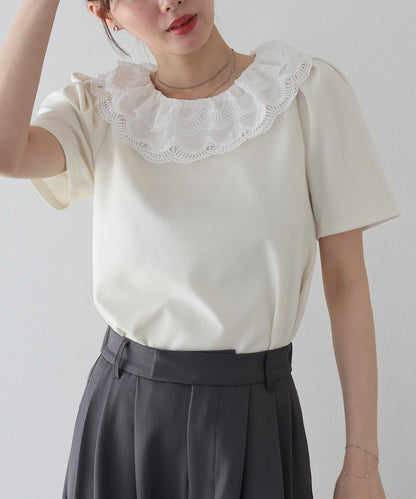 【早割5％OFF】エンブロイダリーレースカットソー【ネコポス】