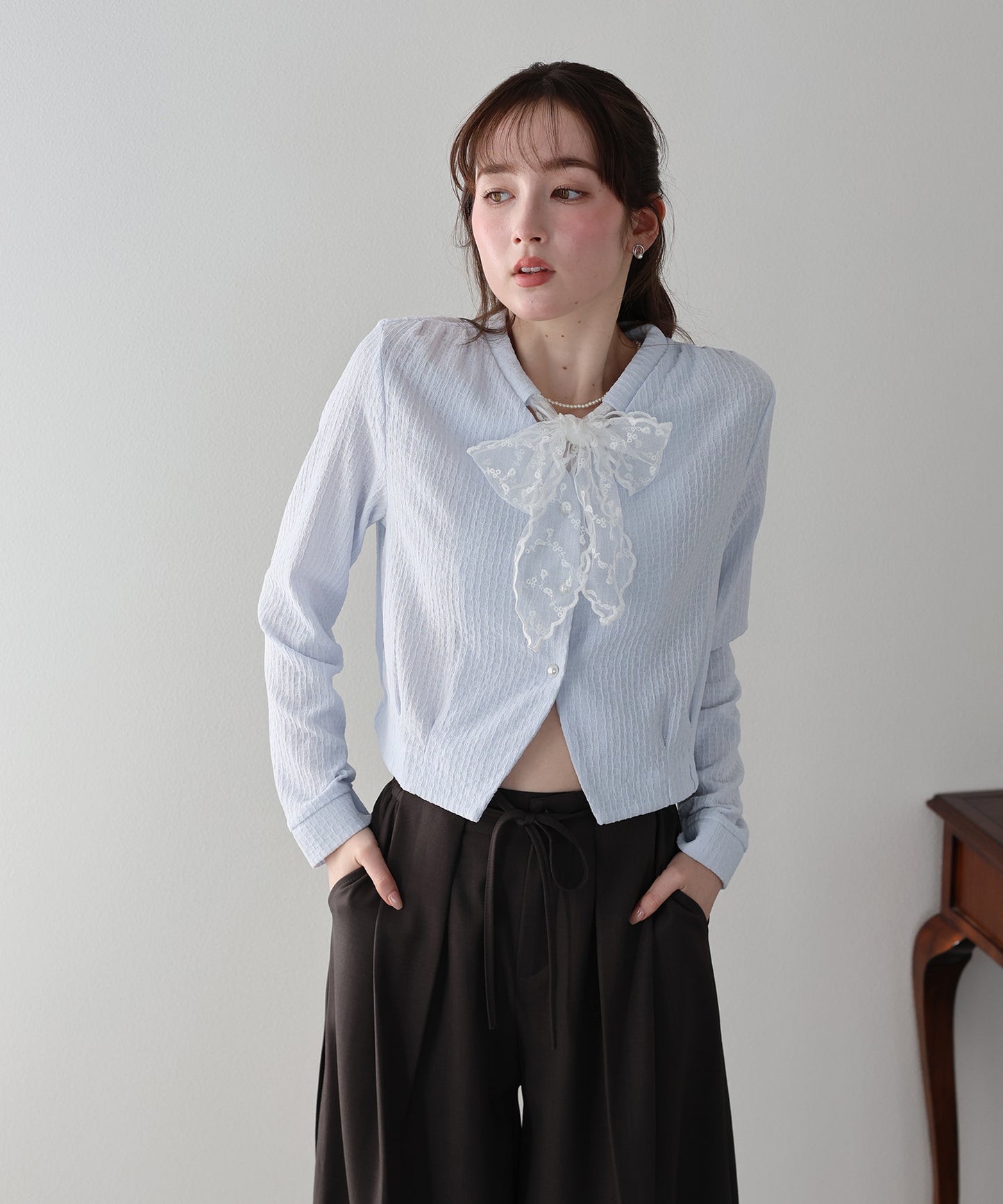 ネックレースリボンカーディガン【ネコポス】