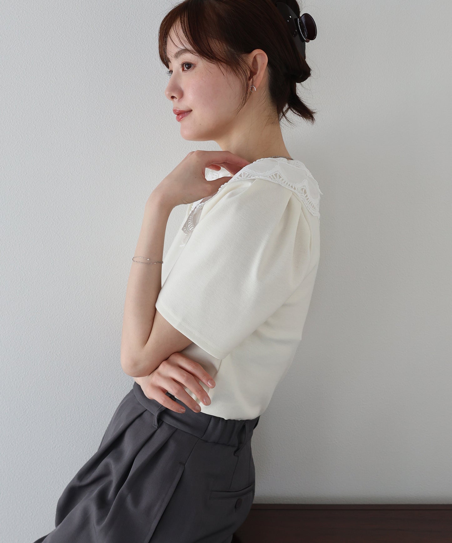 【早割5％OFF】エンブロイダリーレースカットソー【ネコポス】