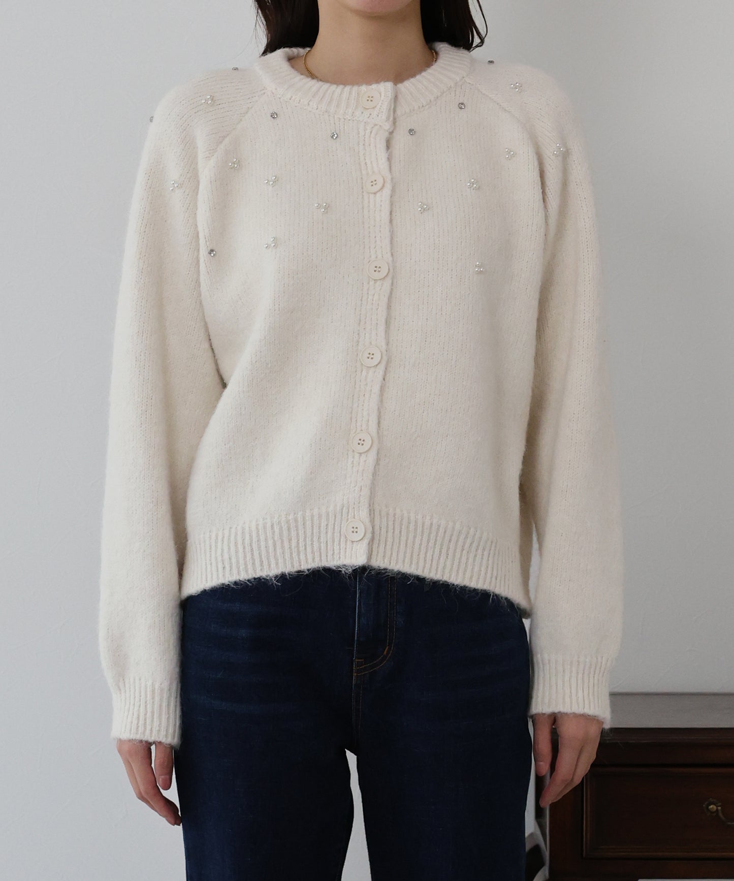パールビジューニットカーディガン