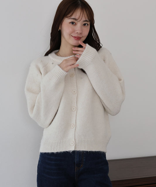 パールビジューニットカーディガン