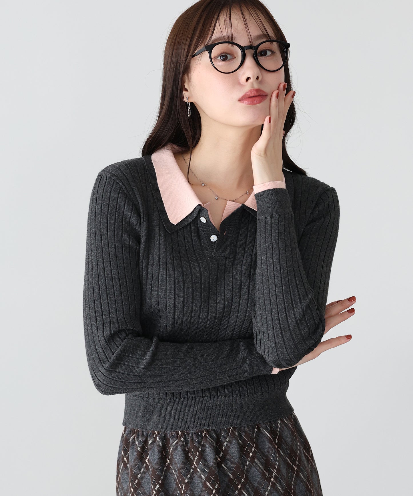 ダブル襟ポロニット