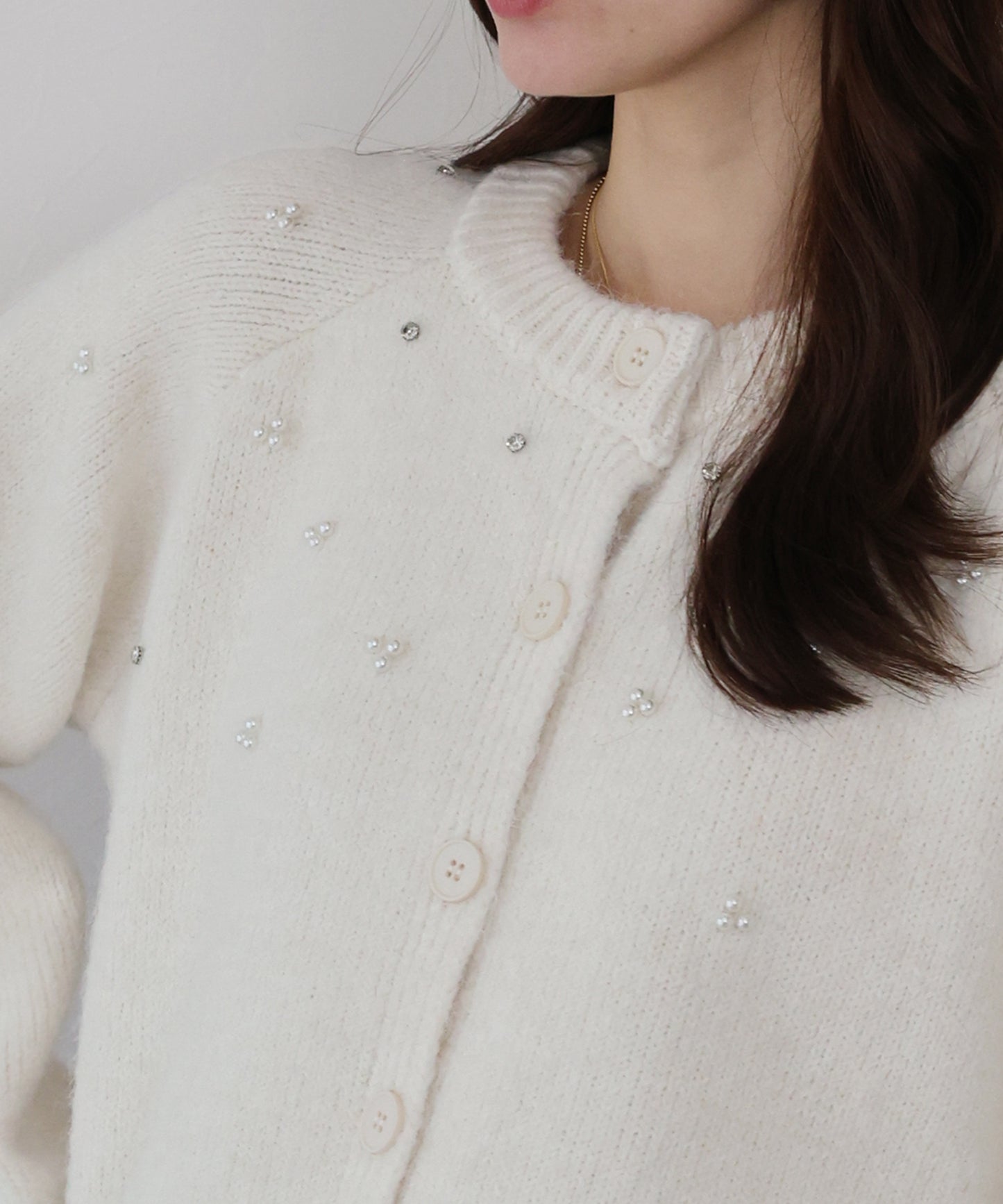 パールビジューニットカーディガン