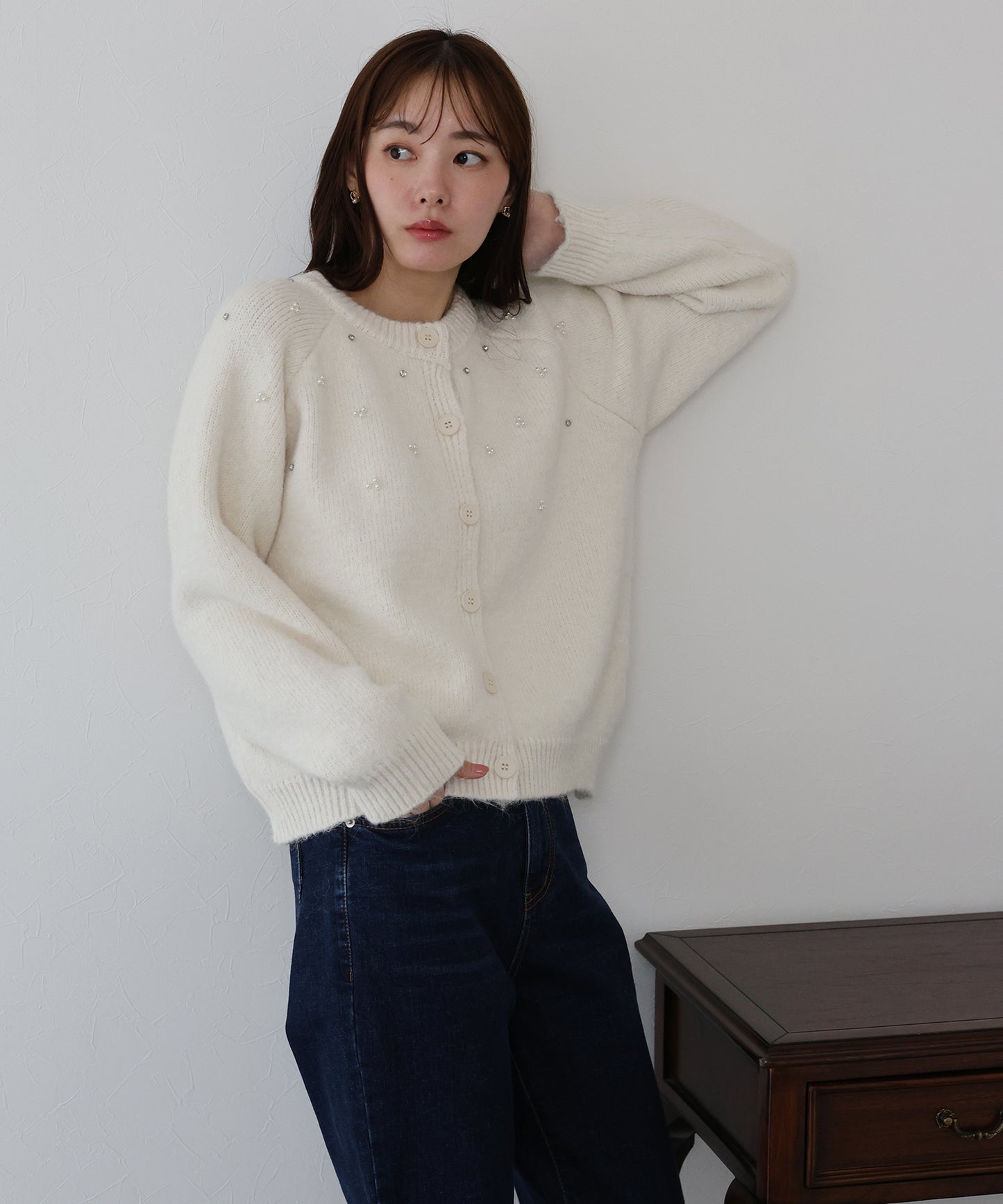 【早割5％OFF】パールビジューニットカーディガン