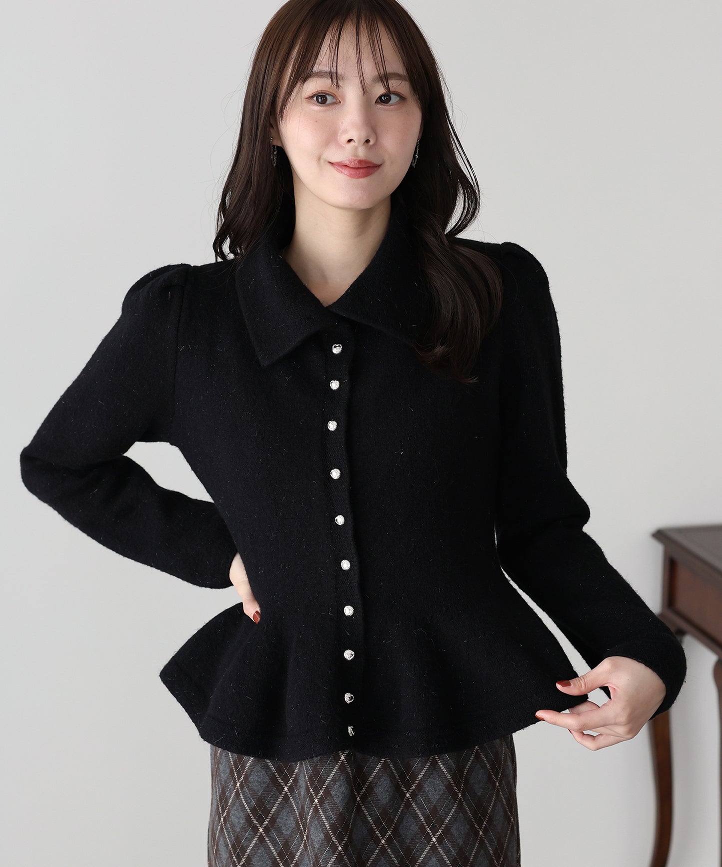 【早割5％OFF】ラメペプラムカーディガン